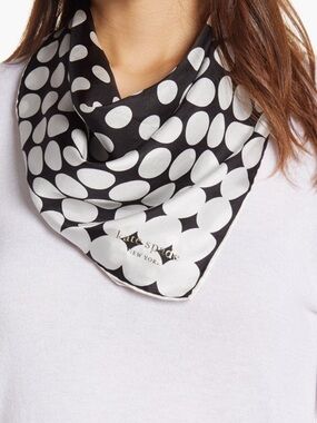 kate spade Black & White Polka Dot Silk Neckerchief